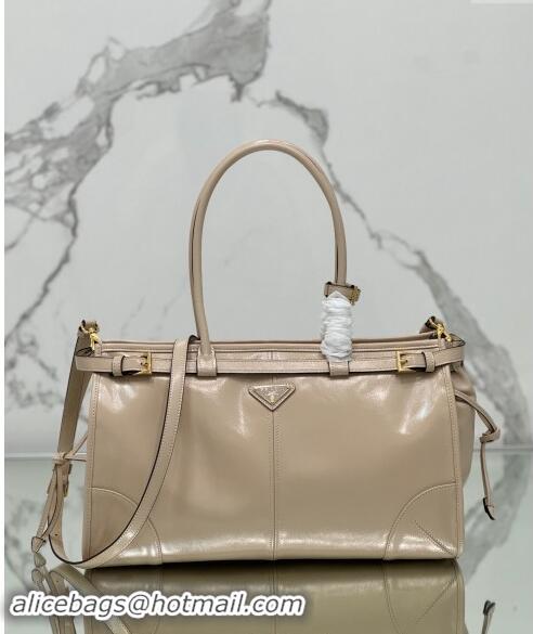 Top Quality Prada Large leather handbag 1BA433 Nude 2024