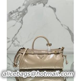 Good Taste Prada Medium shiny leather top handbag 1BA426 Nude 2024