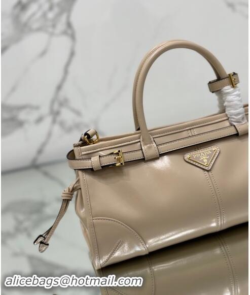 Good Taste Prada Medium shiny leather top handbag 1BA426 Nude 2024