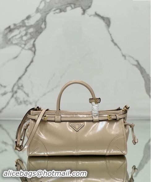 Good Taste Prada Medium shiny leather top handbag 1BA426 Nude 2024