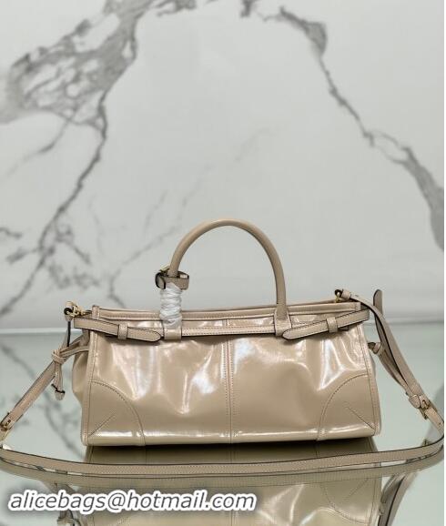 Good Taste Prada Medium shiny leather top handbag 1BA426 Nude 2024