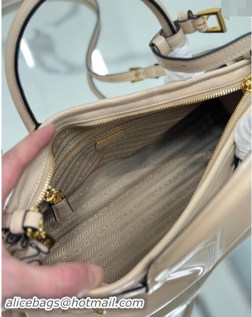 Good Taste Prada Medium shiny leather top handbag 1BA426 Nude 2024