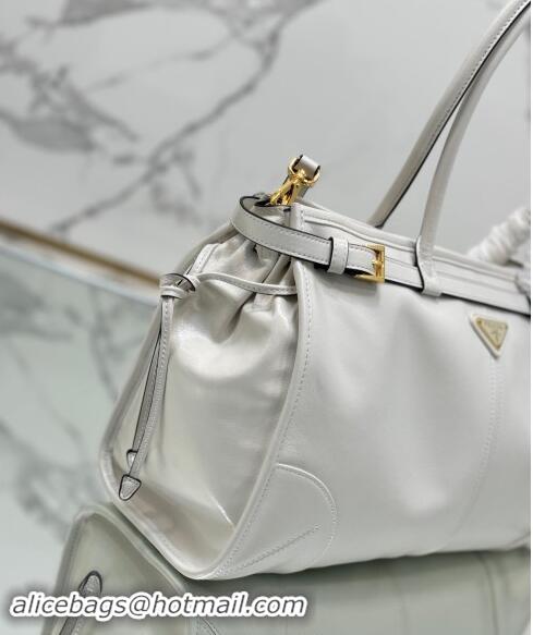 Promotional Prada Large leather handbag 1BA433 White 2024