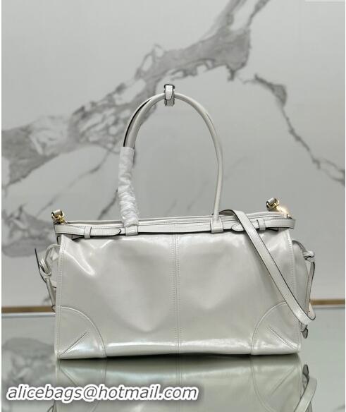 Promotional Prada Large leather handbag 1BA433 White 2024