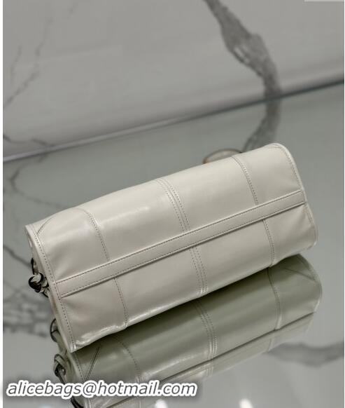 Best Price Prada Medium shiny leather top handbag 1BA426 White 2024