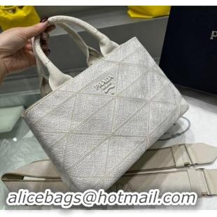 Good Product Prada Quilted Cotton Canvas Tote bag 1BG439 White 2024