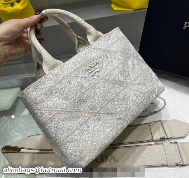 Good Product Prada Quilted Cotton Canvas Tote bag 1BG439 White 2024