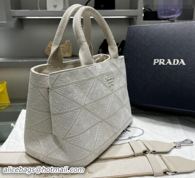 Good Product Prada Quilted Cotton Canvas Tote bag 1BG439 White 2024