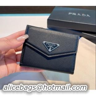 Unique Grade  Prada Flap Card Case 0513 Black 2024