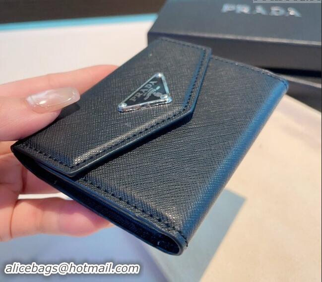 Unique Grade  Prada Flap Card Case 0513 Black 2024