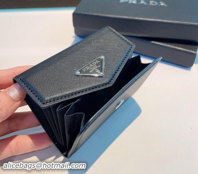 Unique Grade  Prada Flap Card Case 0513 Black 2024