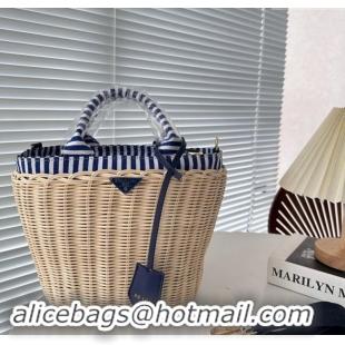 Buy Cheapest Prada Wicker Basket bag PA0513 Blue 2024