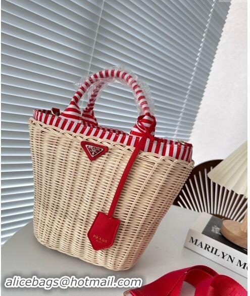 Well Crafted Prada Wicker Basket bag PA0513 Red 2024