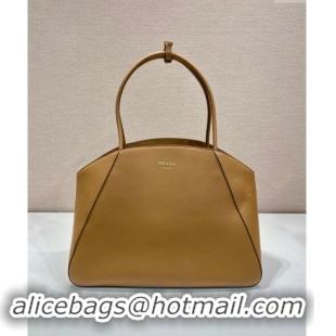 Grade Quality Prada Large Leather Tote Bag 1BG510 Brown 2024