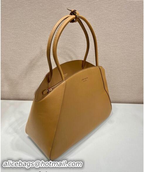 Grade Quality Prada Large Leather Tote Bag 1BG510 Brown 2024