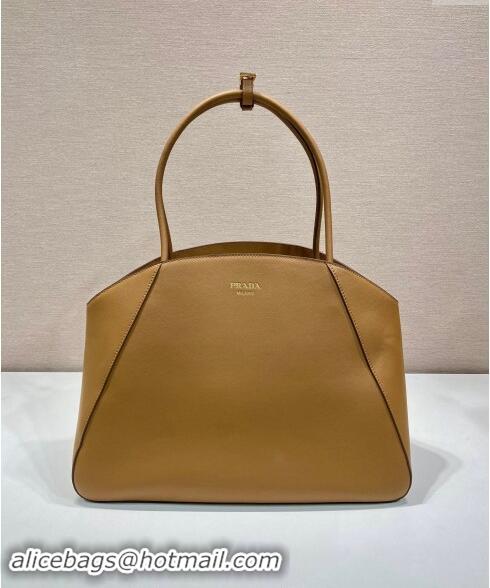 Grade Quality Prada Large Leather Tote Bag 1BG510 Brown 2024