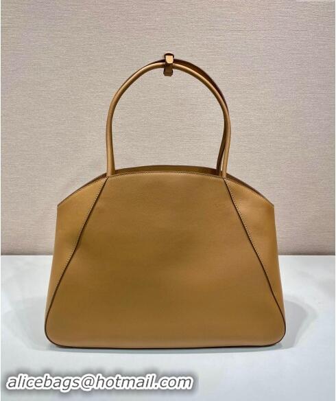 Grade Quality Prada Large Leather Tote Bag 1BG510 Brown 2024