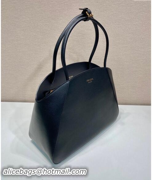 Luxury Classic Design Prada Large Leather Tote bag 1BG510 Black 2024