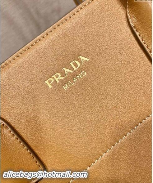 Top Quality Prada Large Leather Tote bag with Buckle 1BG508 Brown 2024