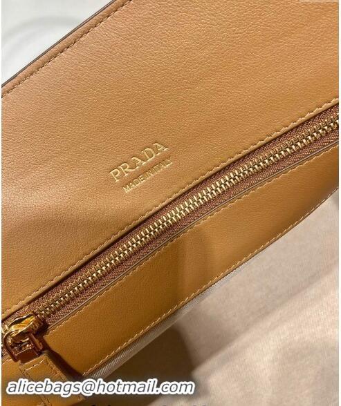 Top Quality Prada Large Leather Tote bag with Buckle 1BG508 Brown 2024