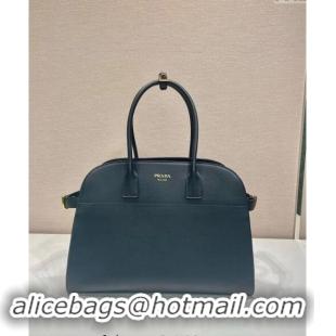 Best Price Prada Large Leather Tote bag with Buckle 1BG508 Black 2024