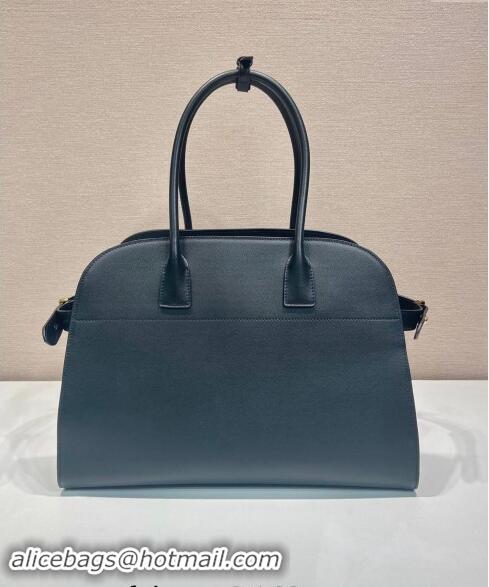 Best Price Prada Large Leather Tote bag with Buckle 1BG508 Black 2024