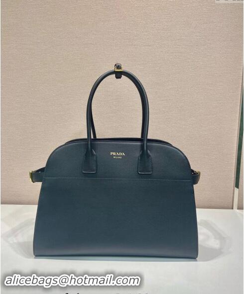 Best Price Prada Large Leather Tote bag with Buckle 1BG508 Black 2024