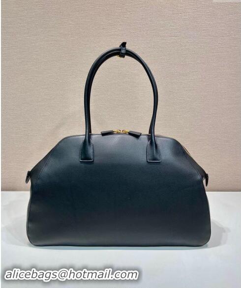 Well Crafted Prada Large Leather Tote bag with zipper closure 1BG506 Black 2024