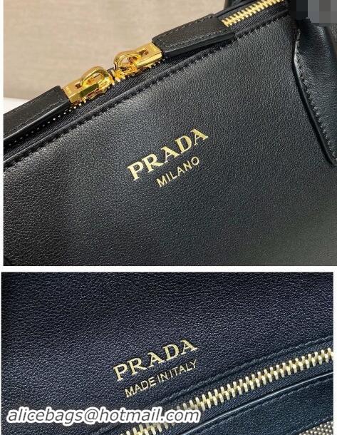 Well Crafted Prada Large Leather Tote bag with zipper closure 1BG506 Black 2024