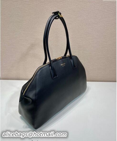 Well Crafted Prada Large Leather Tote bag with zipper closure 1BG506 Black 2024