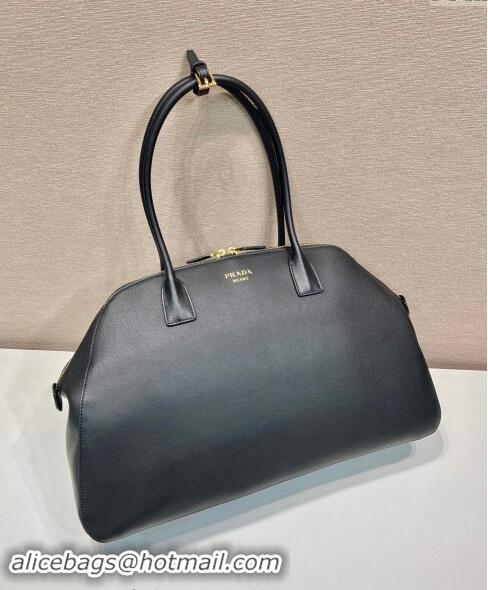 Well Crafted Prada Large Leather Tote bag with zipper closure 1BG506 Black 2024