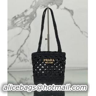 Best Price Prada Crochet tote mini bag 1BG494 Black 2024