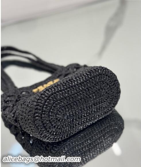 Best Price Prada Crochet tote mini bag 1BG494 Black 2024