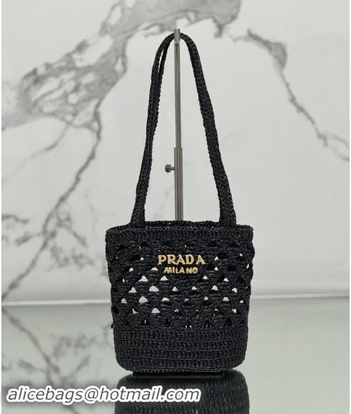 Best Price Prada Crochet tote mini bag 1BG494 Black 2024