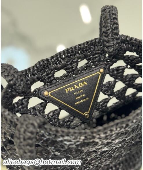 Best Price Prada Crochet tote mini bag 1BG494 Black 2024