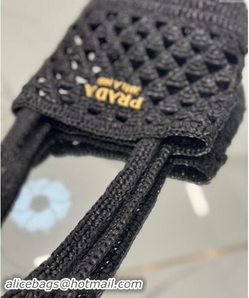 Best Price Prada Crochet tote mini bag 1BG494 Black 2024