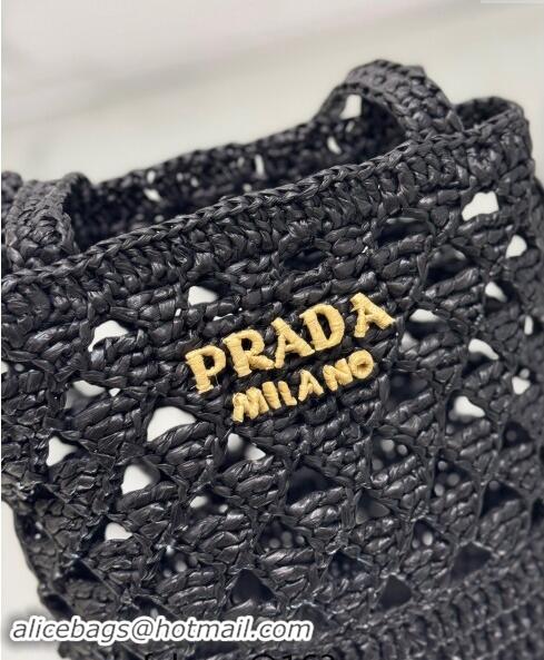 Best Price Prada Crochet tote mini bag 1BG494 Black 2024