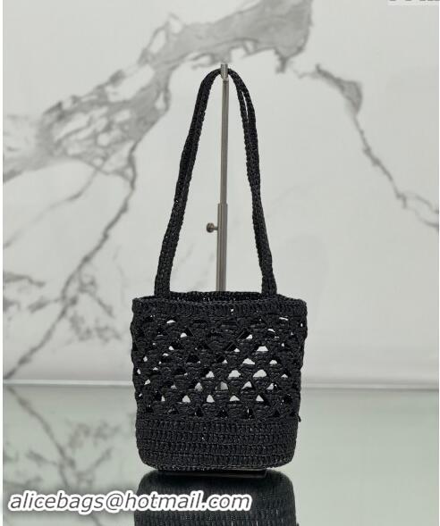 Best Price Prada Crochet tote mini bag 1BG494 Black 2024