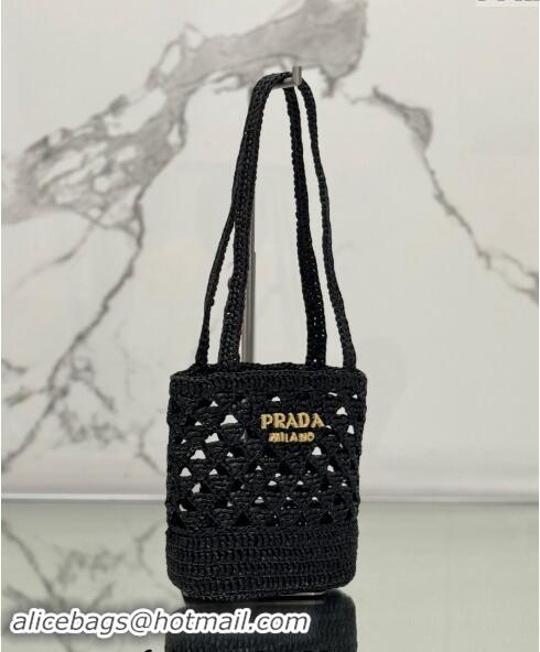 Best Price Prada Crochet tote mini bag 1BG494 Black 2024