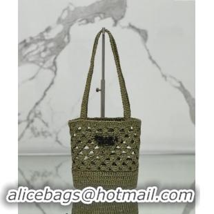 Trendy Design Prada Crochet tote mini bag 1BG494 Olive Green 2024