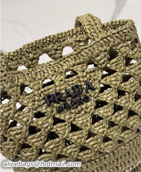 Trendy Design Prada Crochet tote mini bag 1BG494 Olive Green 2024