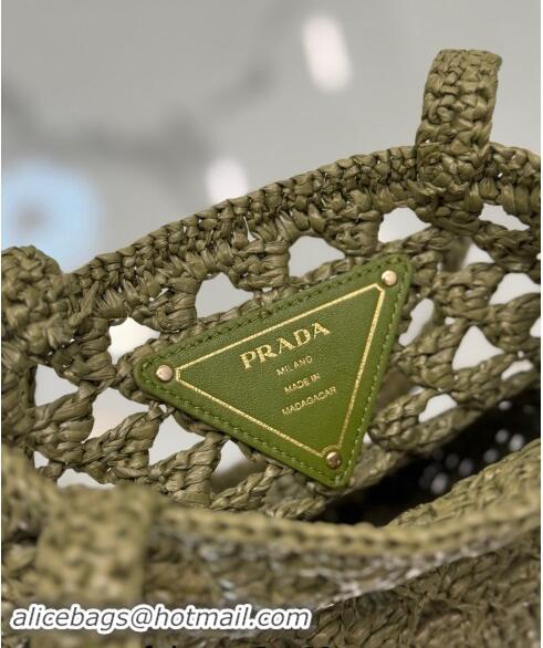 Trendy Design Prada Crochet tote mini bag 1BG494 Olive Green 2024