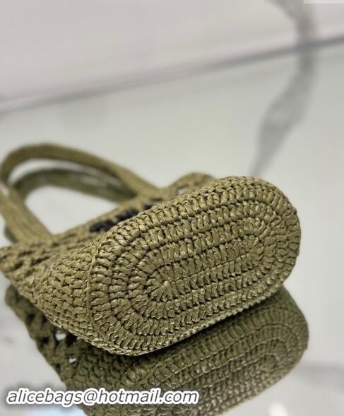 Trendy Design Prada Crochet tote mini bag 1BG494 Olive Green 2024