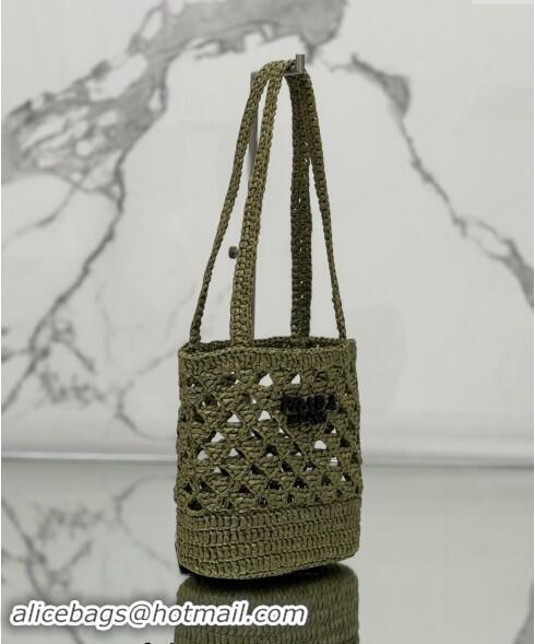 Trendy Design Prada Crochet tote mini bag 1BG494 Olive Green 2024