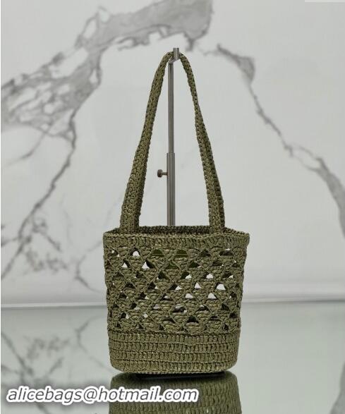 Trendy Design Prada Crochet tote mini bag 1BG494 Olive Green 2024