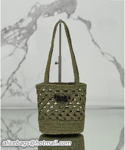 Trendy Design Prada Crochet tote mini bag 1BG494 Olive Green 2024