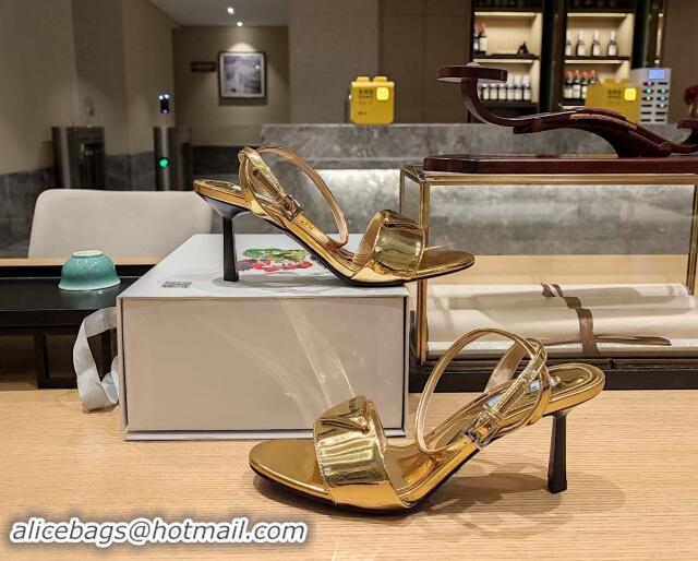 Stylish Prada Heel Sandals 8.5cm in Glazed TPU Gold 081041