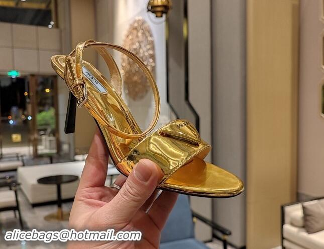 Stylish Prada Heel Sandals 8.5cm in Glazed TPU Gold 081041