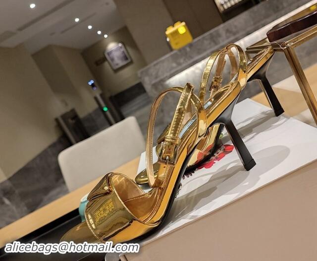 Stylish Prada Heel Sandals 8.5cm in Glazed TPU Gold 081041