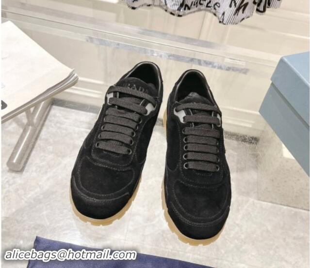 Purchase Prada Faded suede sneakers Black 81062